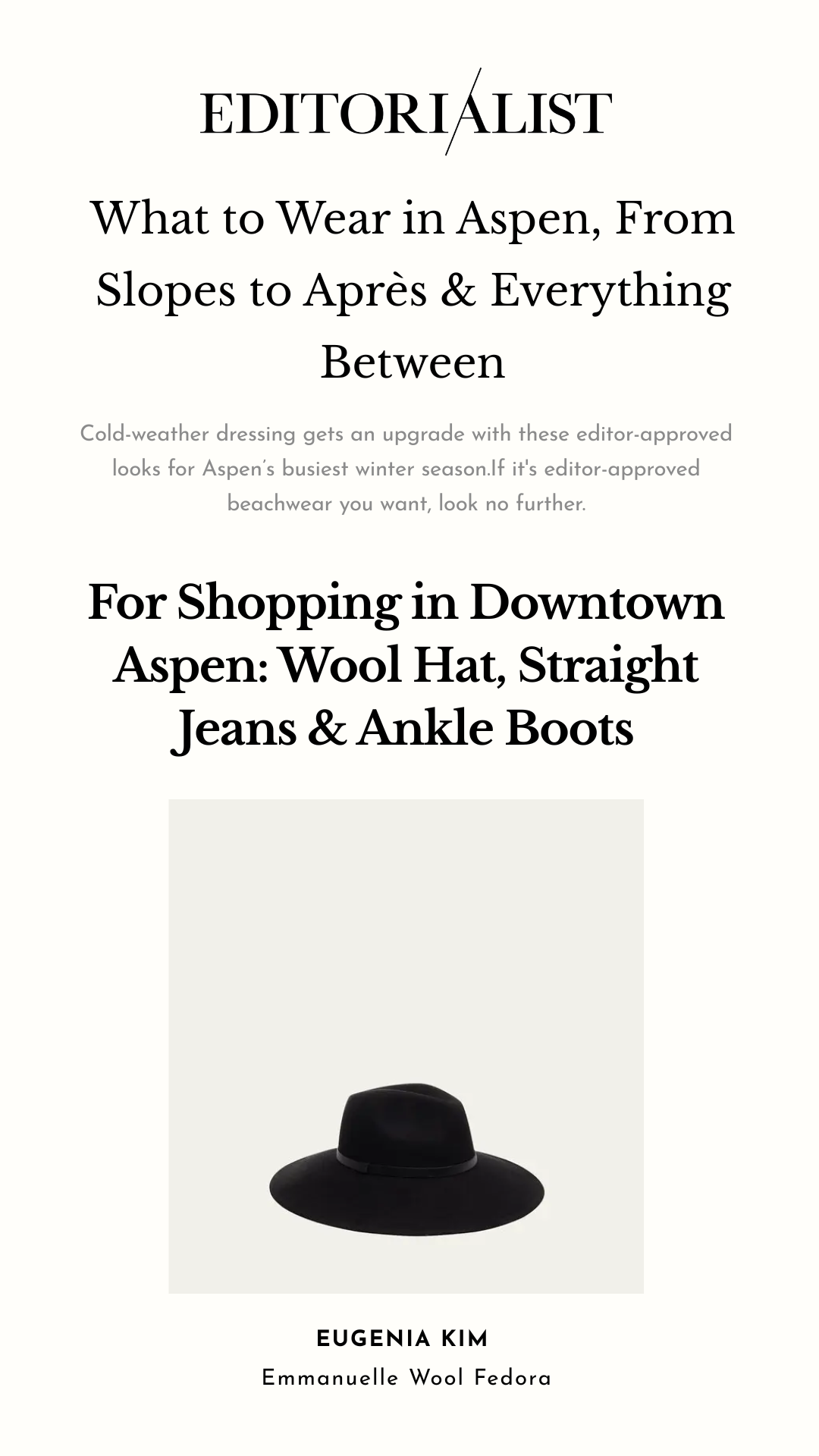 Editorialist Features the Anaïs in Camel in Their Aspen Style Guide