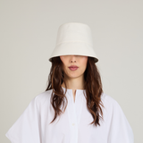 Yuki Linen Reversible Bucket Hat in White