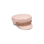 Pink cap with a mauve chain on a white background