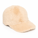 Camel fuzzy baseball cap on a white background