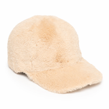 Camel fuzzy baseball cap on a white background