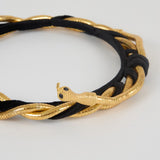 Minerva Headband – Black Panné Velvet with Gold Serpentine
