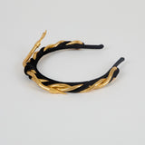 Minerva Headband – Black Panné Velvet with Gold Serpentine
