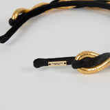 Minerva Headband – Black Panné Velvet with Gold Serpentine
