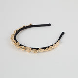 Nova Headband – Black Panné Velvet with Gold Abstract Stones
