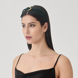 Dolores Headband – Emerald Panné Velvet Bow