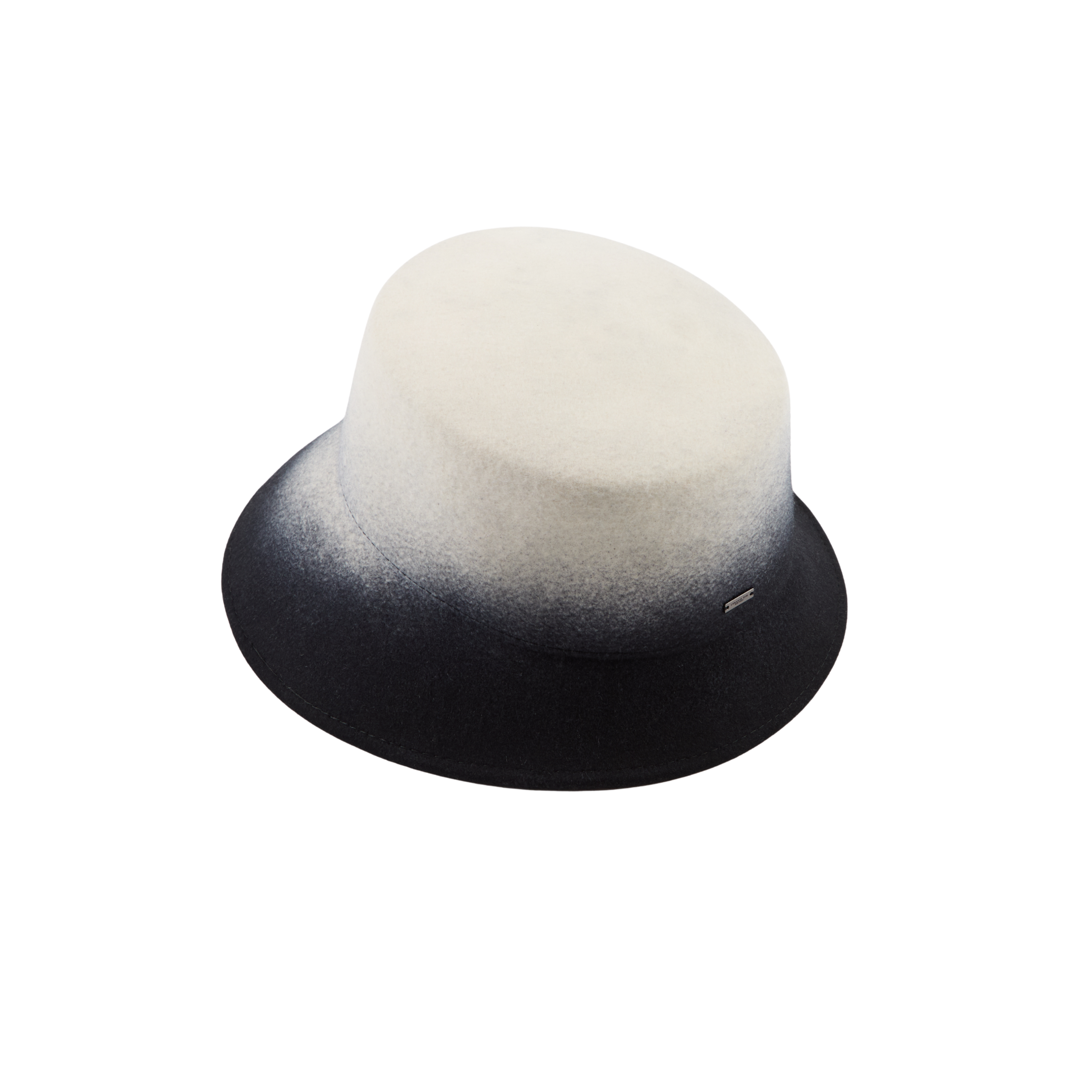 Bucket hat with white top and black base on a white background