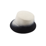 Gradient hat with white top and black base on a white background