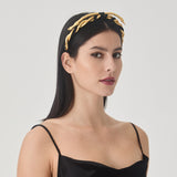 Minerva Headband – Black Panné Velvet with Gold Serpentine