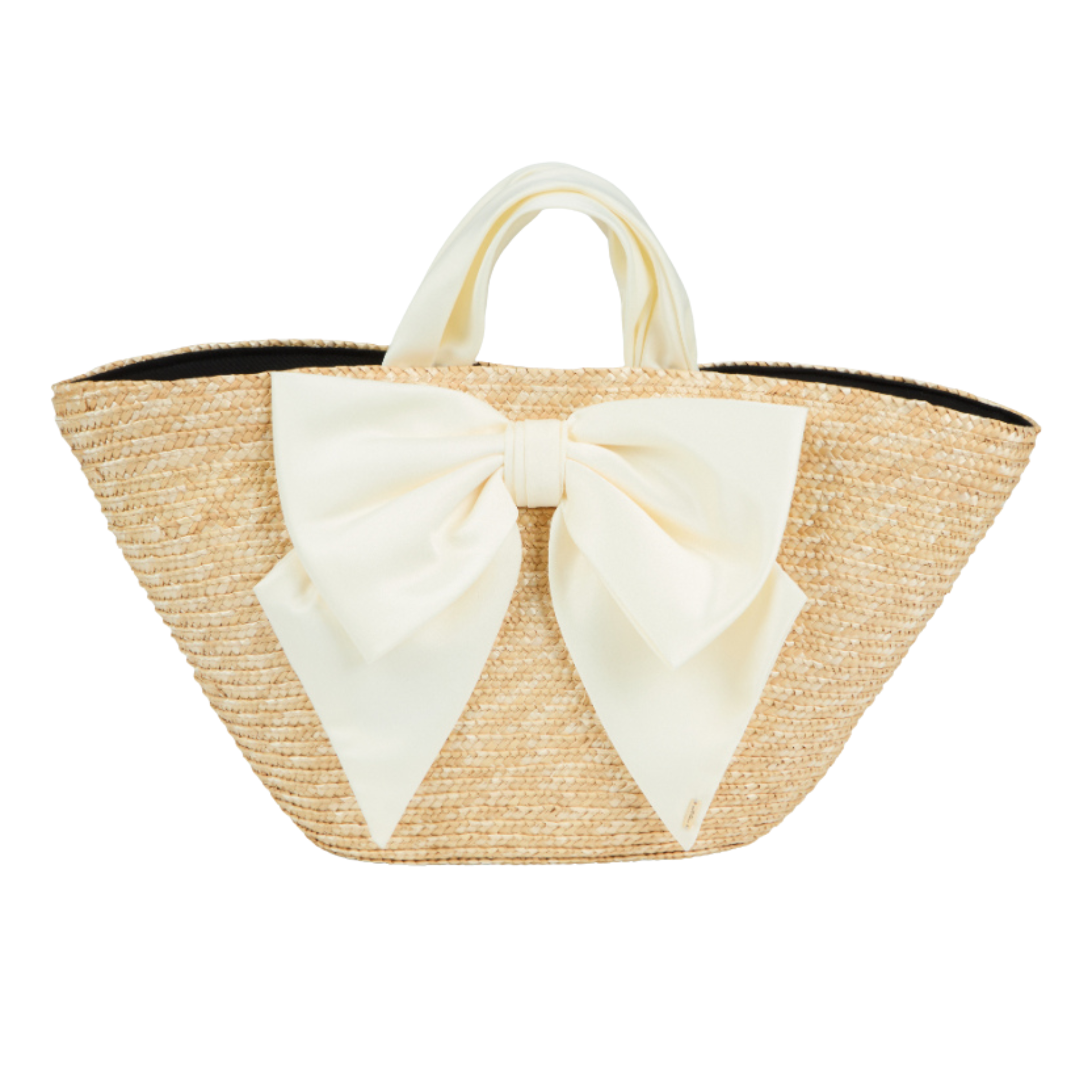 Carlotta Straw Tote W/Ivory Satin Bow