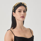 Minerva Headband – Black Panné Velvet with Gold Serpentine