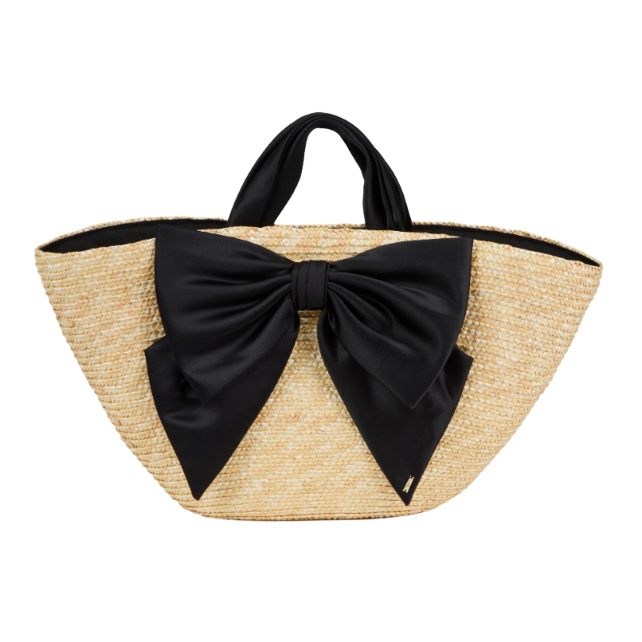 Carlotta Straw Tote W/Black Satin Bow