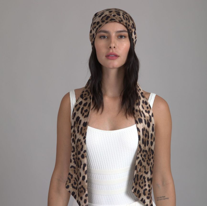 Gigi Leopard Satin Headscarf