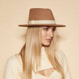 Blaine in Camel W/Ivory Velvet Ribbon Band - Eugenia Kim