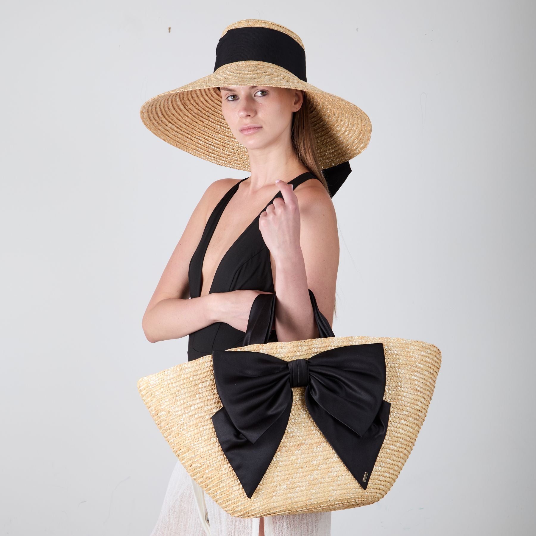 Mirabel Grosgrain Wide-Brim Sunhat