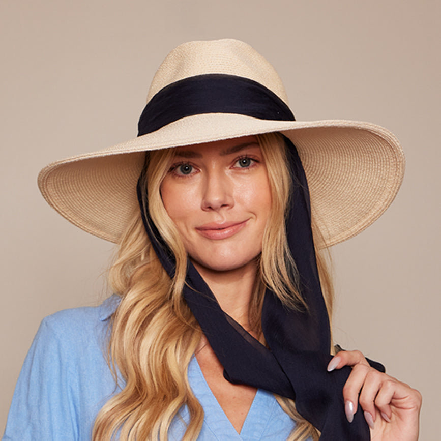 Cassidy in Ivory w/Navy Scarf - Eugenia Kim