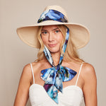 Cassidy in Ivory w/Blue Floral-Print Scarf - Eugenia Kim