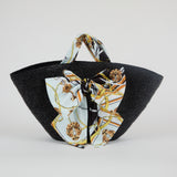 Carlotta Black Straw Tote in Status Print