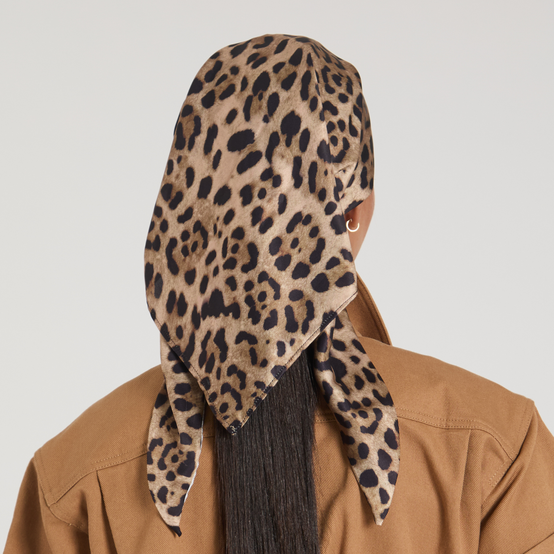 Raquel Leopard-Print Satin Headscarf