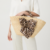 Carlotta Natural Straw Tote Leopard