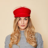 Sabrina in Red Birdcage Veil - Eugenia Kim