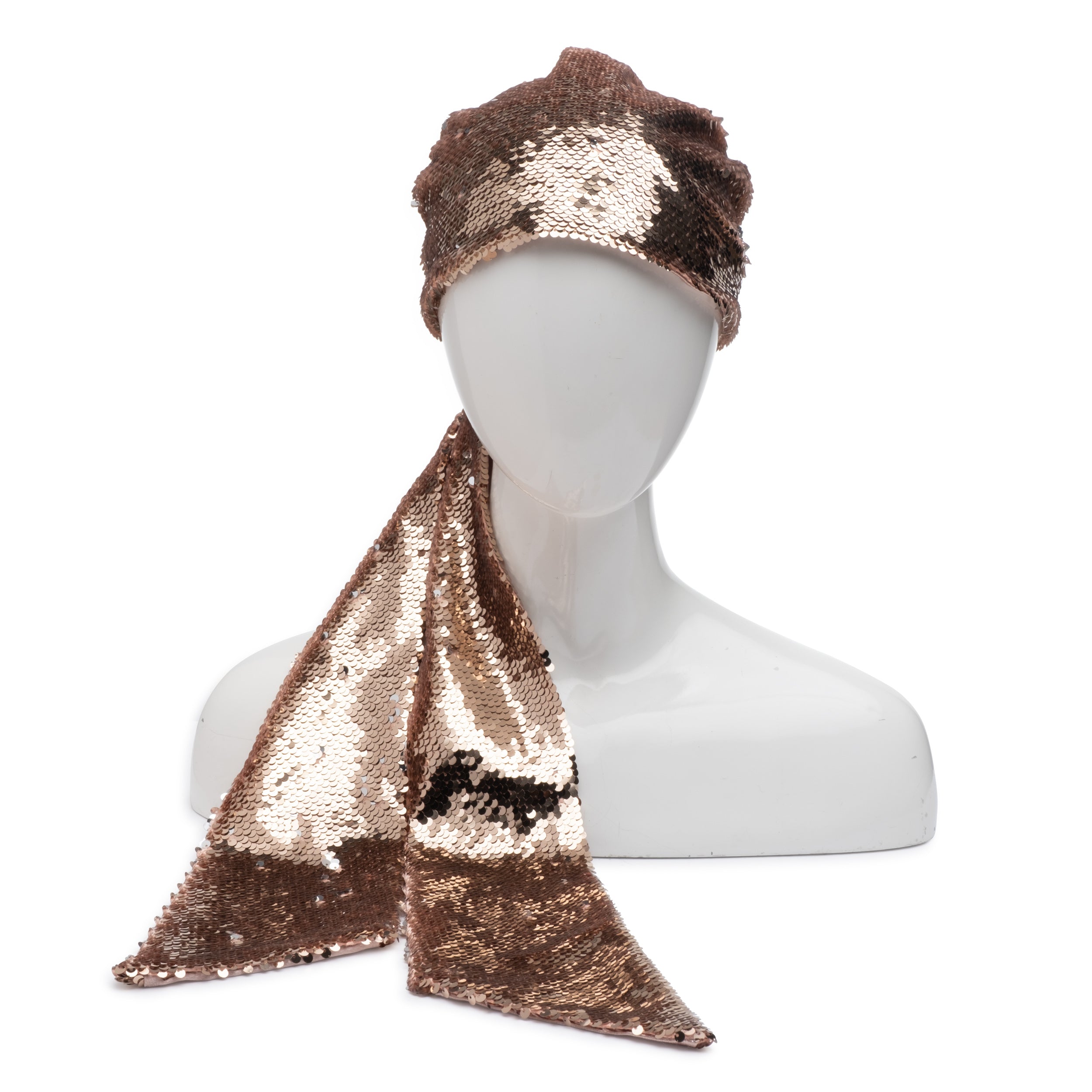 Eugenia Kim Gigi headscarf in gold sequin product shot