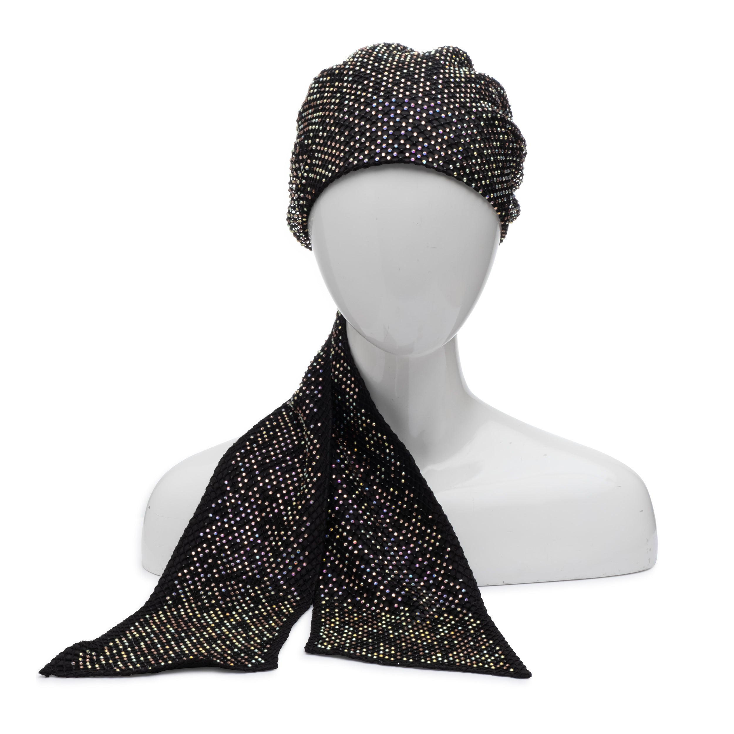 Eugenia Kim Gigi headscarf in black A/B crystal product shot