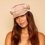 Front on-model shot of Jessa cap in blush metallic