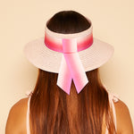 Back shot on model of Kayla visor in pink ombre. 