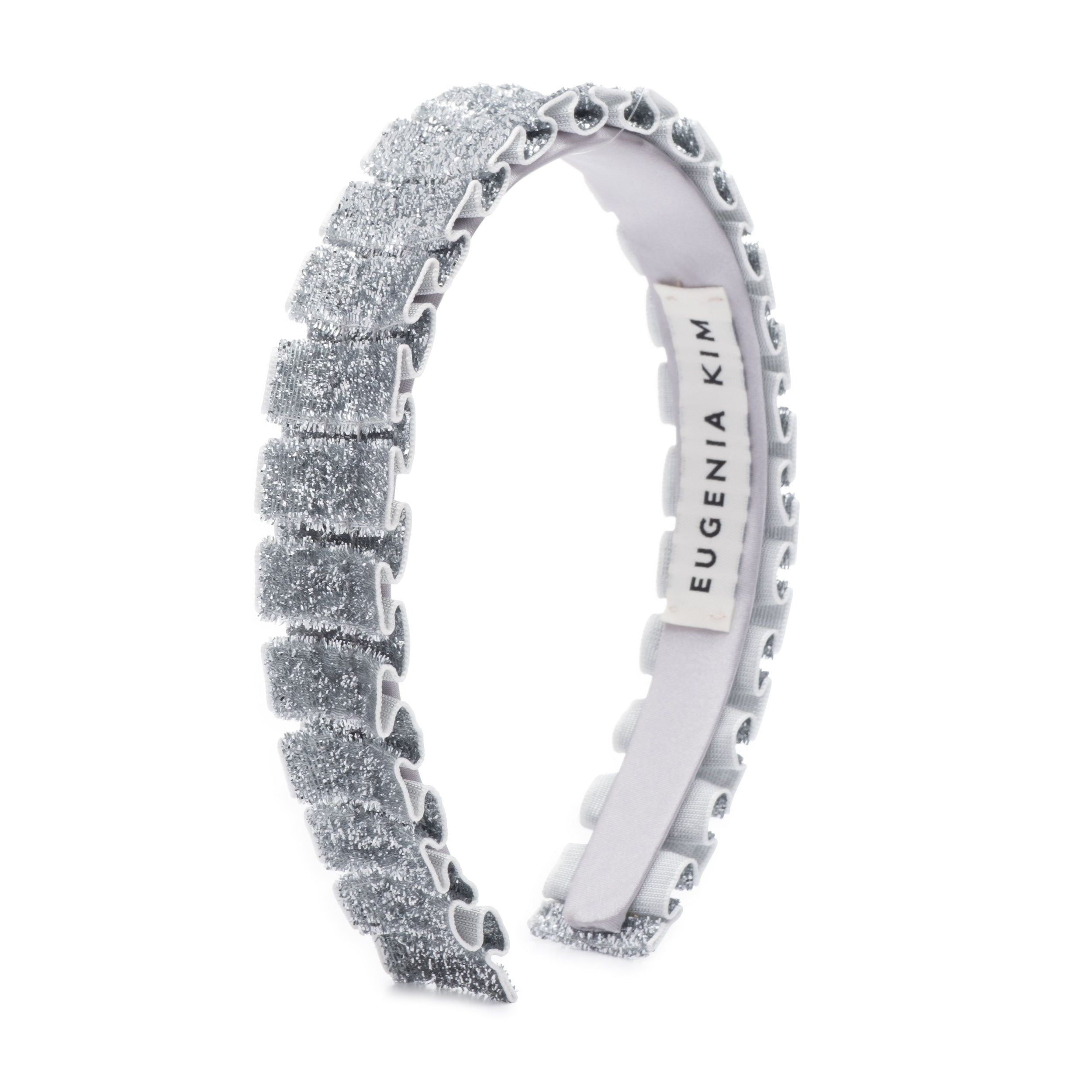 Eugenia Kim Rafaela headband in metallic silver product shot