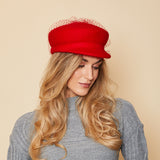 Sabrina in Red Birdcage Veil - Eugenia Kim