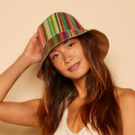 On-model shot of Sara hat in multicolor side view 