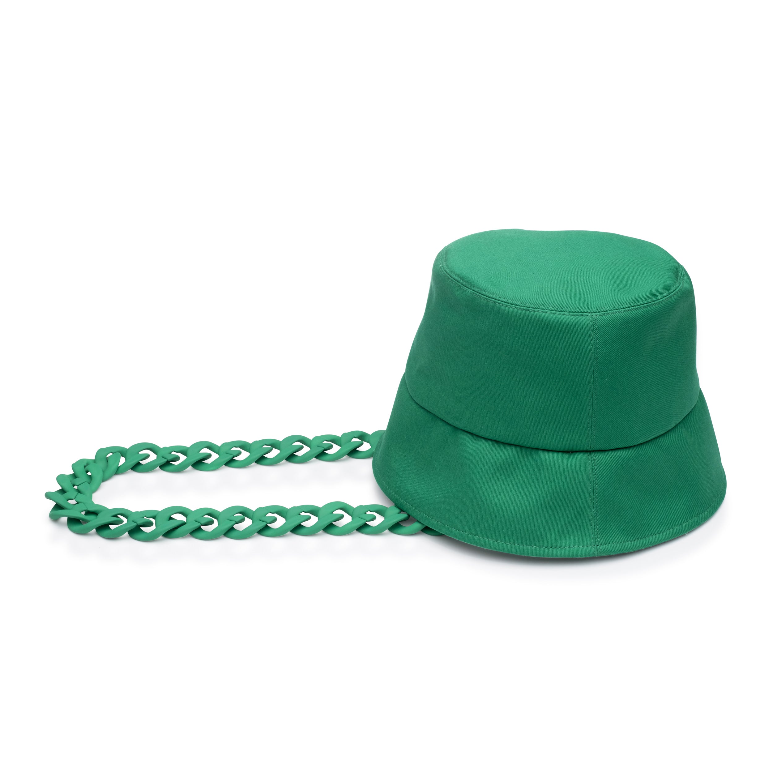 Flat shot on white background of Yuki in Kelly green. 