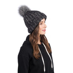 Rain Wool Hand-Knit Beanie in Charcoal with Faux Fur Pom